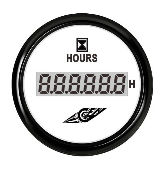 Števec ur delovanja motorja, črna-bela
