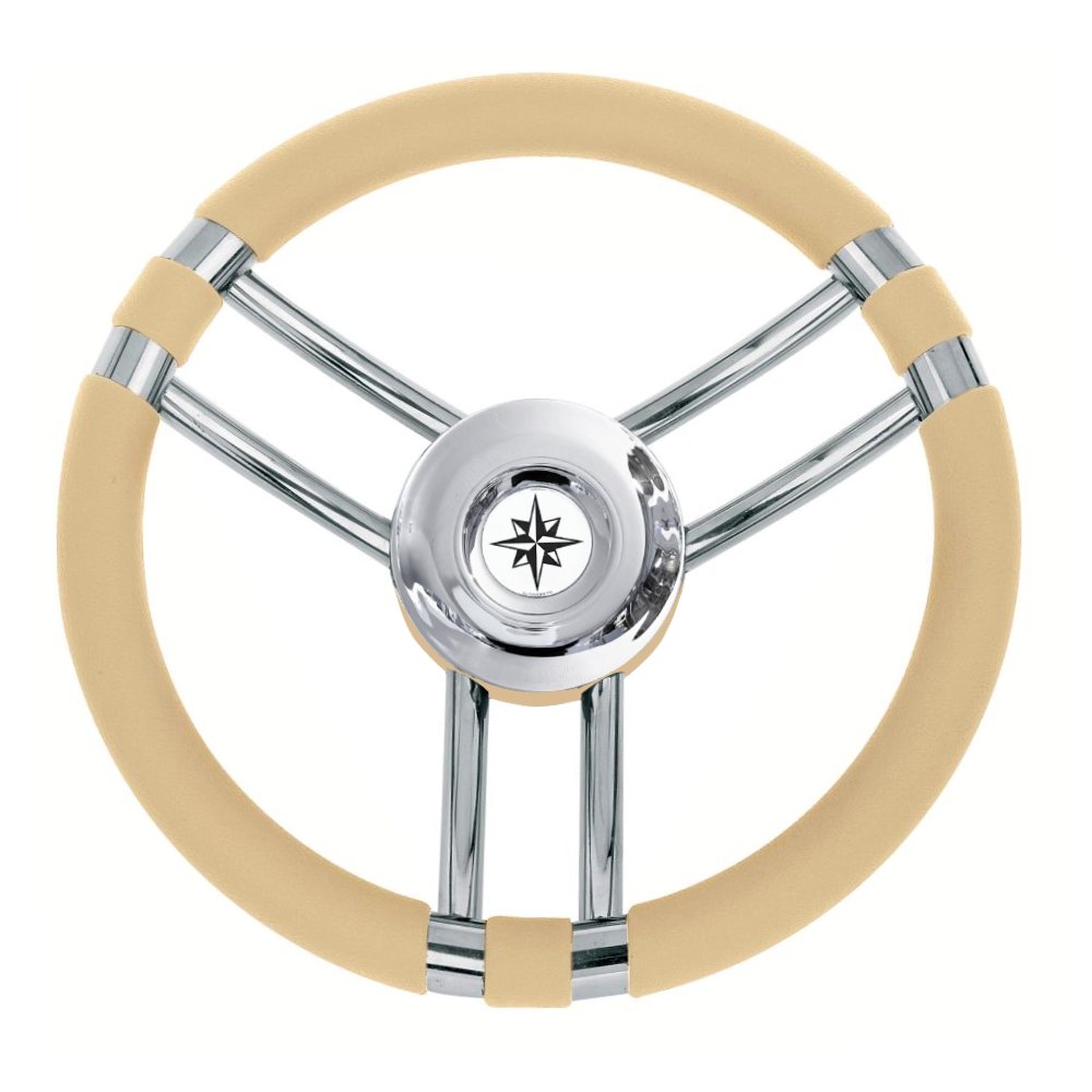 Volan 35 cm, bež, imitacija kože i inox, 3 Y kraka