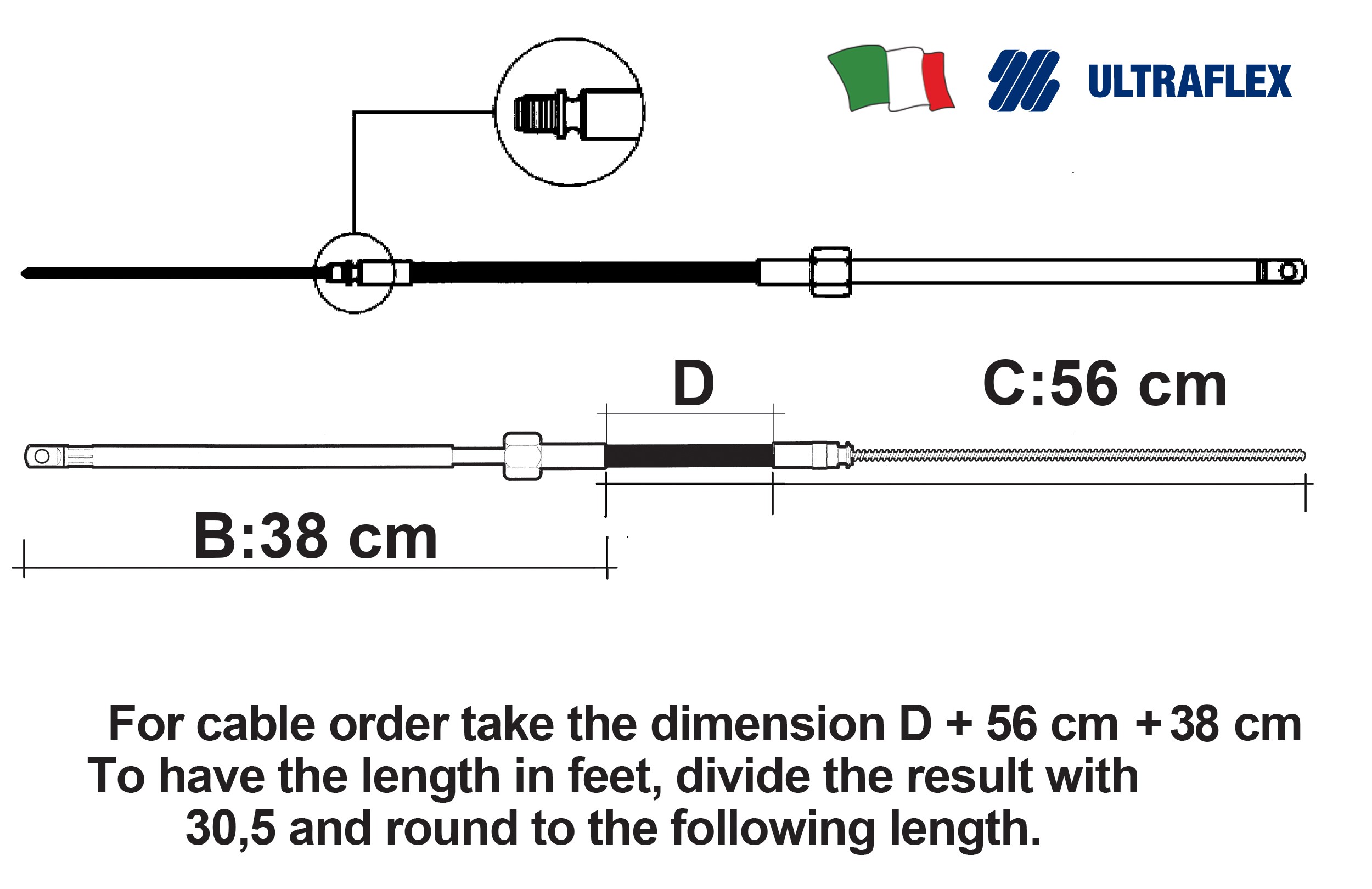 KRMILNI KABEL - PLETENICA M58 7 ft