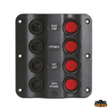 Kompaktna stikalna plošča s 4 preklopnimi stikali z LED diodami, IP54