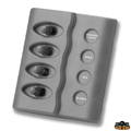 Stikalna plošča 4 stikala z led, črna 12V, 98x98mm