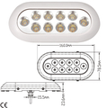 Podvodna luč z 10 LED, modra, 10-30 VDC, IP68
