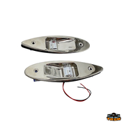 LED navigacijske luči z nizko porabo, izdelane iz zrcalno poliranega nerjavečega jekla za vgradnjo v steno.