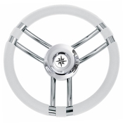 Volan 35 cm, bel, imitacija usnja in inox, 3 Y kraki