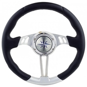 Volan premera 350, črn, srebrn poliuretan, CE