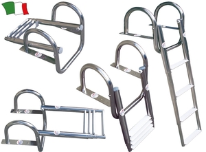 Teleskopske ljestve s ručkama inox 316, 4 stepenice