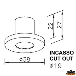 Vgradna LED svetilka, služnostna, 38mm, 10-32V DC, IP65 vodotesna