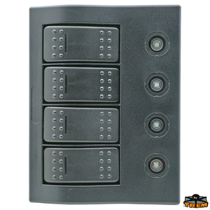 Kompaktna stikalna plošča s tokovnim odklopnikom, 4 stikala, 12-24V, LED