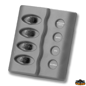 Stikalna plošča 4 stikala z led, črna 12V, 98x98mm