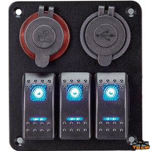 Stikalna plošča 3 led gumbi + vtičnica za vžigalnik + 2 USB, 100x110mm