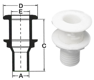 Skoznik izpusta plastičen bel za cev 18 mm