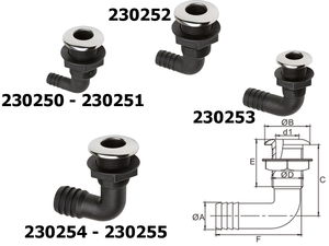Skoznik 90°, 1 1/4", priključek za cev 32,2 mm (1 1/2''), inox prirobnica
