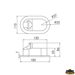 Ugradni tuš, ovalni, s miješalicom, tuš na gumb, bijeli 9003, 185 x 110 mm, 2,5 m cijev