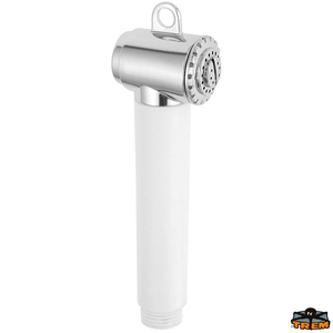 Tuš ročica 138 mm, gumb, obešalno uho, plastičen ročaj, medenina, 1/2 cole