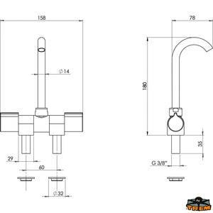 Sklopiva dvoručna slavina-sanitarna armatura priključak 2x 3/8" muški
