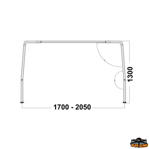 Roll bar, ukrivljen, inox, 1700-2050 H1300 mm, za plovila  5-7m