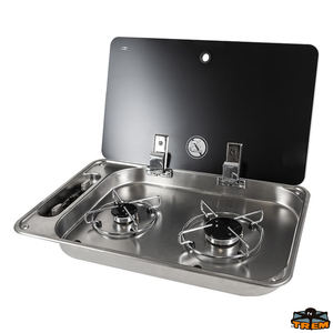 Plinski štednjak 530x340 mm, 2 plamenika, stakleni pokrov, model FC1336