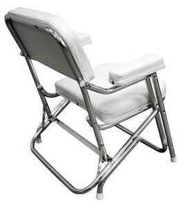 Bel oblazinjen zložljiv inox stol mod. Venere