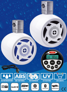 Stereo sistem Bluetooth, USB + Waketower vodotesni zvočniki 180W LED