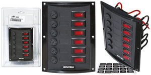 Aluminijasta stikalna plošča s 6 osvetljenimi stikali