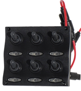 Stikalna plošča z 6 stikali in varovalkami LED