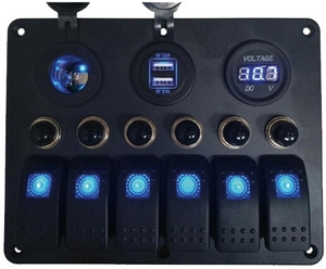 Stikalna LED plošča, vodoodporna, voltmeter, 2xUSB 