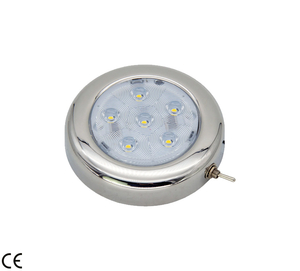 Inox stropna luč s 6 LED, 12V, Ø 110 mm