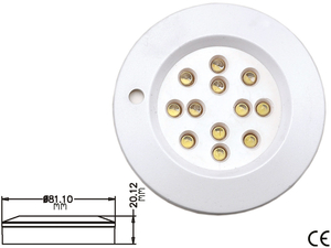 ABS stropna luč 12V, 12 LED, 0,87W, Ø 125 mm