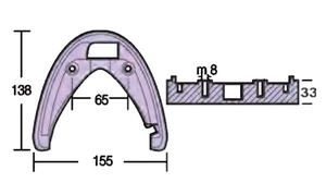 Cink anoda podkev za motor Yamaha 130-260