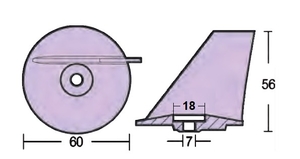 Cink anoda plavut za motor Mercury 40XR, Mariner 40XR, Tohatsu 25-50