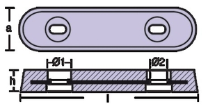 Cink anoda ploščica tip VETUS 250 mm