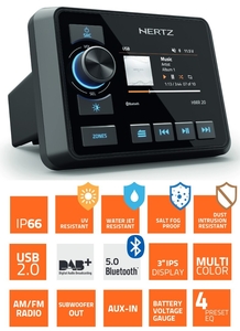 Hertz Marine HMR 20 D DAB+ Bluetooth, USB, AUX digitalni radijski sprejemnik [ clone ]