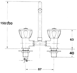 Sklopiva dvoručna sanitarna armatura, 10 mm